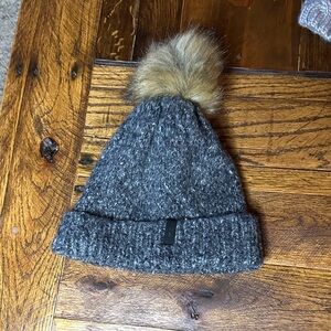 BULA Wool Blend Beanie with Faux Fur Pom